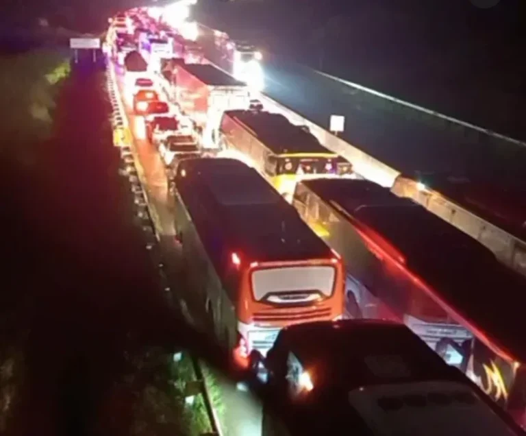 Truk Trailer Bermuatan Besi Terguling di Km 354 Tol Batang–Semarang, Satu Orang Tewas
