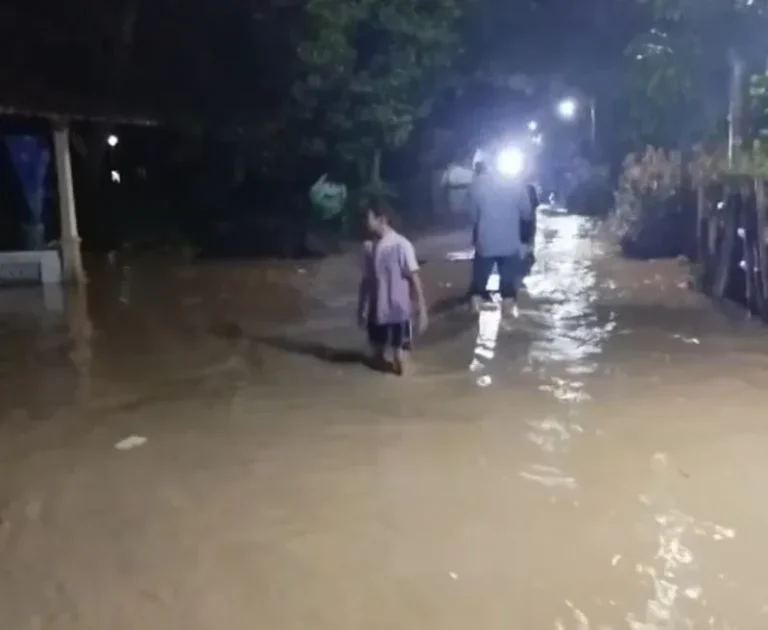 Air kiriman dari Kendal atas menyebabkan Kali Blorong meluap dan merendam permukiman warga
