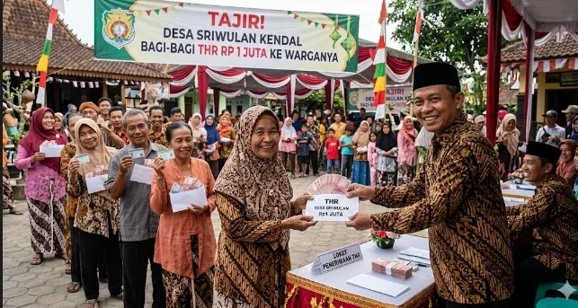 Tajir! Desa Sriwulan Kendal Bagi-bagi THR Rp1 Juta ke Warganya